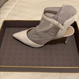 White Louise ET Cie ankle strap white heels